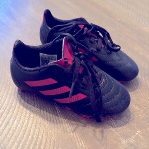 Adidas Kids Black and Pink Soccer Cleats